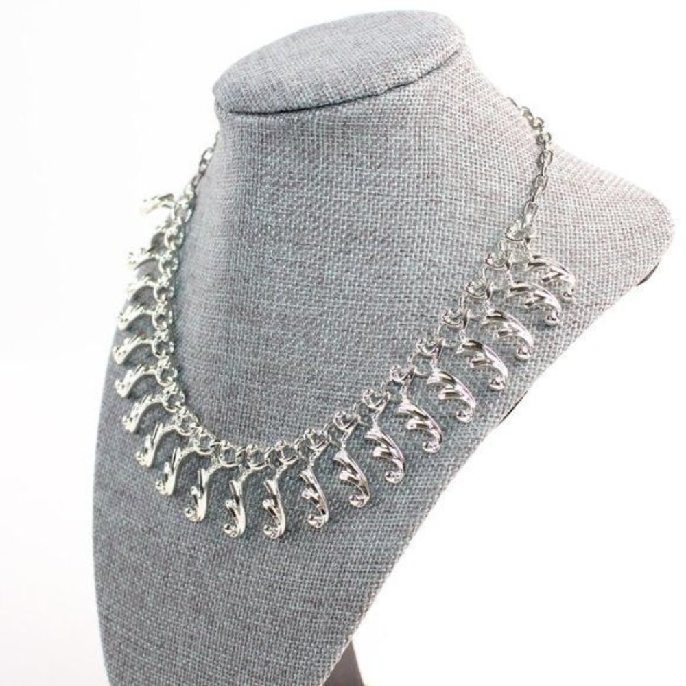 VTG Sarah Conventry Silver Metal Rolo Chain Princess Length with Filigree Charms - Picture 4 of 8